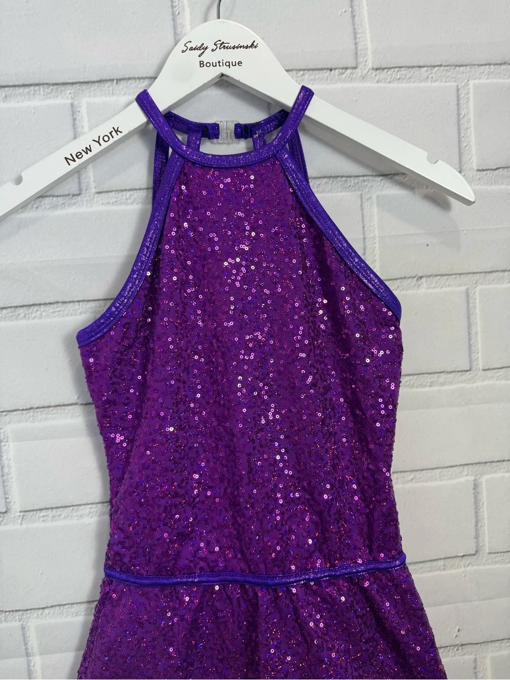 Girls Purple Sequin Dance Performance Dress Costume